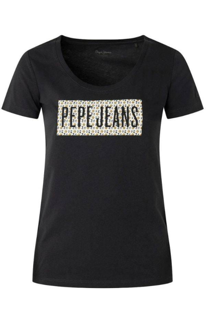 Женская футболка Pepe Jeans London с принтом 1159786562 (Черный, XS)