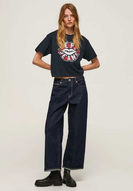 Жіноча укорочена футболка Pepe Jeans London з принтом оригінал
