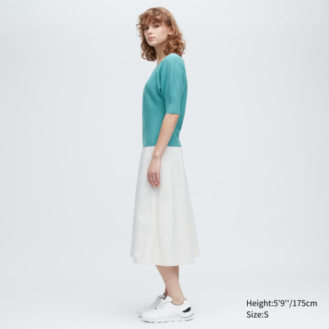 Укороченная бесшовная футболка 3D Knit UNIQLO 1159787630 (Бирюзовый, M)