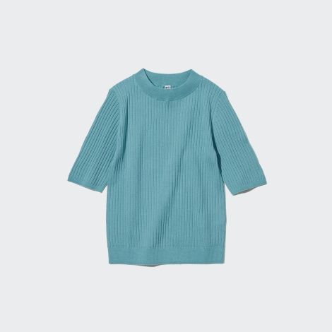 Вязаная футболка UNIQLO из шерсти мериноса 1159792351 (Бирюзовый, M)