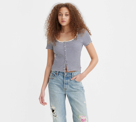 Женская футболка Levi's на кнопках 1159801142 (Разные цвета, XL)