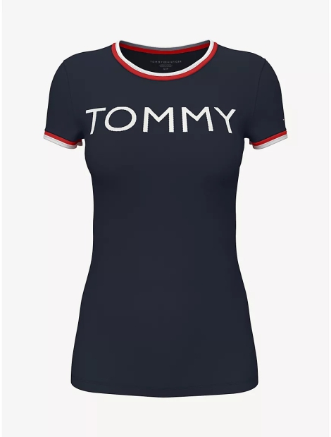 Футболка женская Tommy Hilfiger с вышитым логотипом 1159796763 (Синий, M)