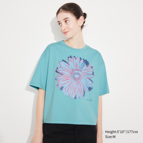 Футболка UNIQLO с принтом Andy Warhol Flowers Collection UT 1159797541 (Голубой, XL)