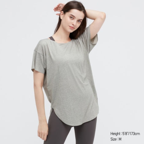 Женская футболка UNIQLO с технологией AIRism 1159798918 (Серый, L)