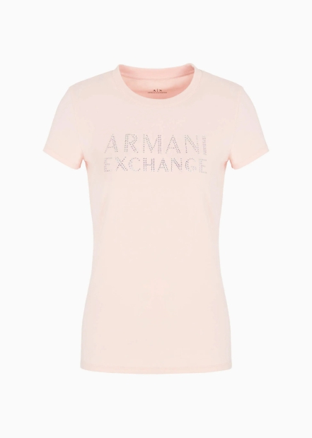 Жіноча футболка Armani Exchange зі стразами 1159806023 (Рожевий, XS)