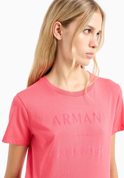 Жіноча футболка Armani Exchange з логотипом 1159802623 (Рожевий, XXL)