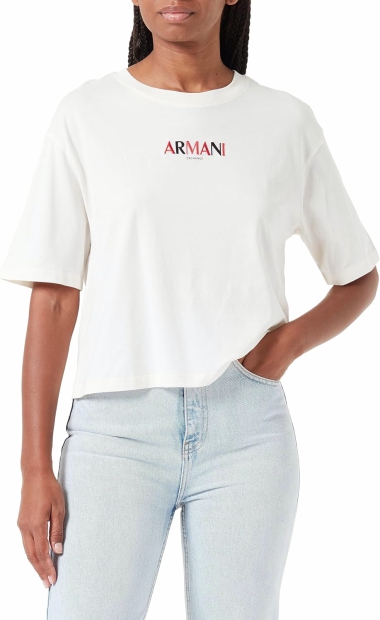 Женская футболка Armani Exchange с логотипом 1159804431 (Молочный, XS)