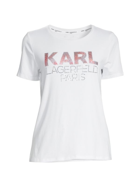 Жіноча футболка Karl Lagerfeld Paris зі стразами 1159802980 (Білий, XS)