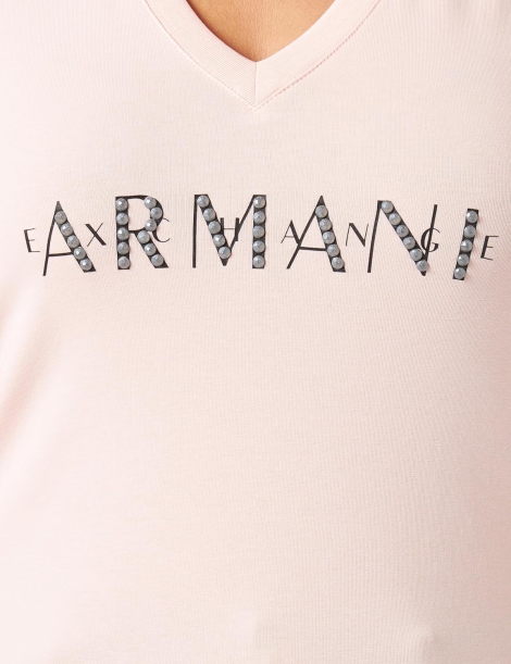 Жіноча футболка Armani Exchange з логотипом 1159805062 (Рожевий, XXL)