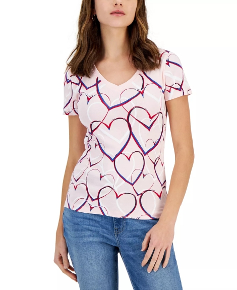 Женская футболка Tommy Hilfiger с принтом 1159806950 (Розовый, S)