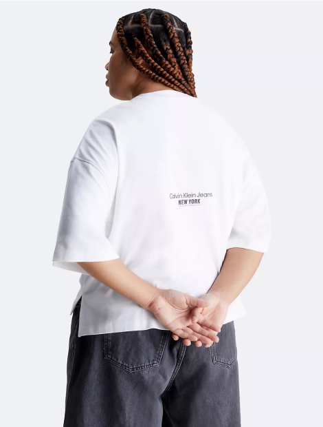 Женская укороченная футболка Calvin Klein с принтом и логотипом 1159808405 (Белый, 3XL)