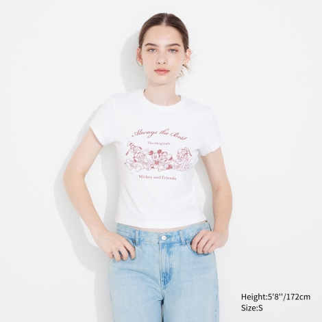 Футболка UNIQLO Disney с принтом Mickey Mouse 1159811487 (Белый, S)