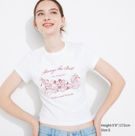 Футболка UNIQLO Disney с принтом Mickey Mouse 1159811487 (Белый, S)