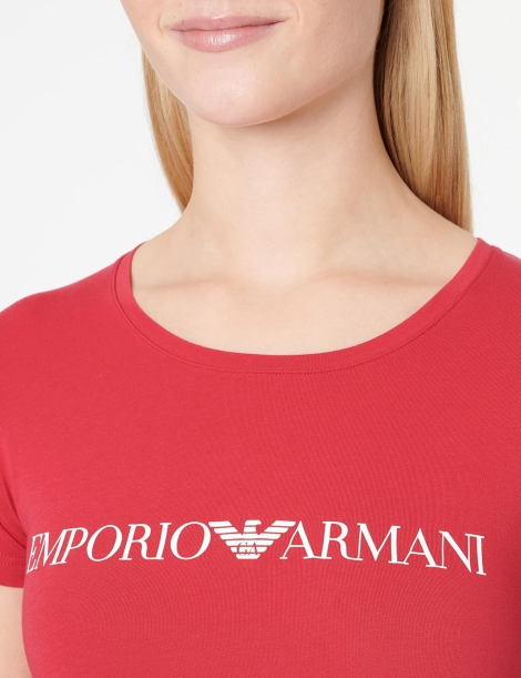 Женская футболка Emporio Armani с логотипом 1159817628 (Красный S)