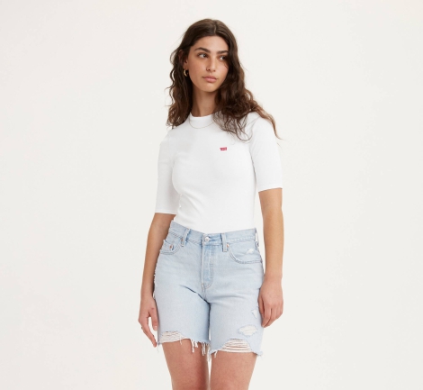 Стильная женская футболка Levi's в рубчик 1159820145 (Белый S)