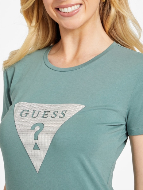 Женская футболка GUESS с логотипом из страз 1159827825 (Зеленый XS)