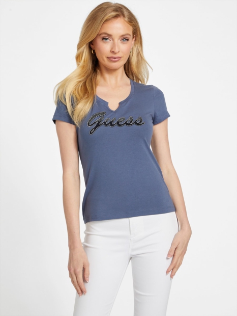 Жіноча футболка GUESS з логотипом зі страз 1159825252 (Синій M)