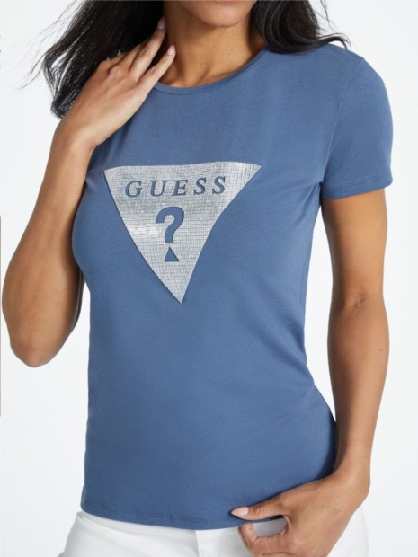 Жіноча футболка GUESS з логотипом зі страз 1159827508 (Синій L)