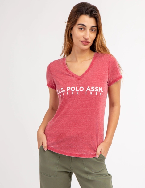 Женская футболка U.S. Polo Assn c логотипом 1159827713 (Красный M)