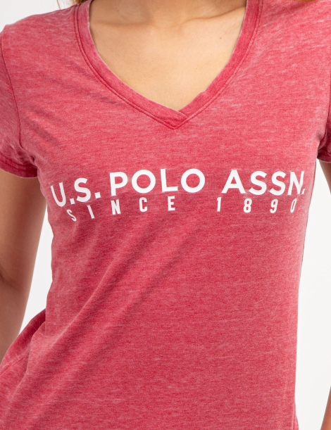 Женская футболка U.S. Polo Assn c логотипом 1159827713 (Красный M)