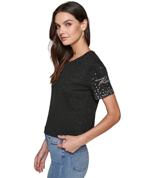 Жіноча футболка Karl Lagerfeld Paris зі стразами 1159831902 (Чорний XL)