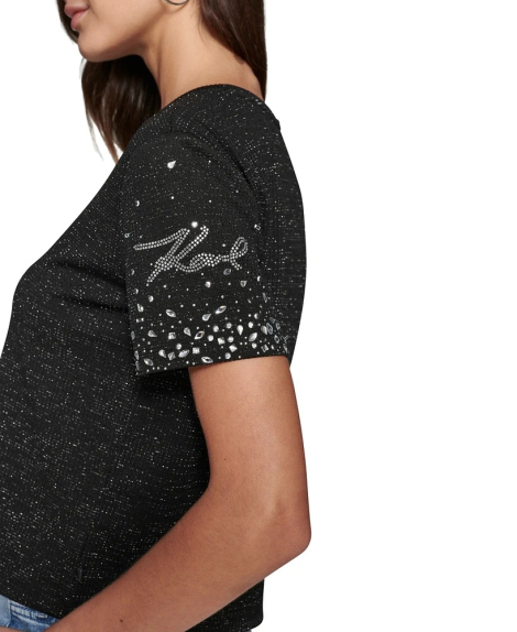 Жіноча футболка Karl Lagerfeld Paris зі стразами 1159831902 (Чорний XL)