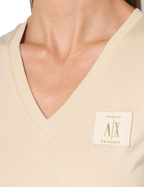 Женская футболка Armani Exchange с логотипом 1159832335 (Бежевый S)