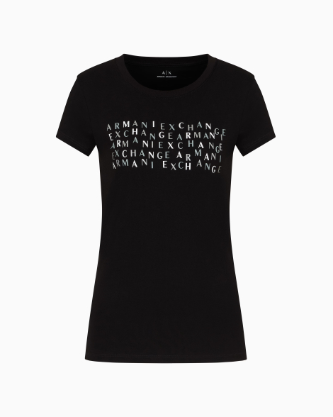 Женская футболка Armani Exchange с логотипом 1159832785 (Черный S)