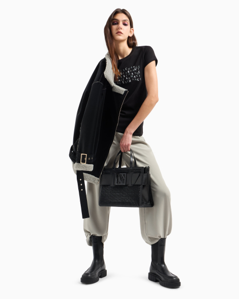 Женская футболка Armani Exchange с логотипом 1159832785 (Черный S)