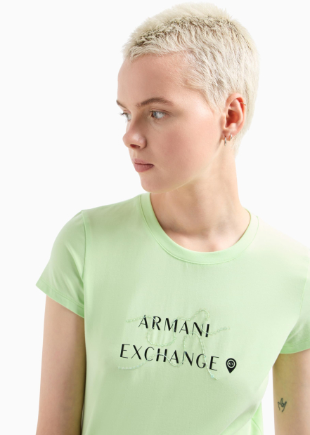 Жіноча футболка з логотипом Armani Exchange 1159833953 (Зелений XL)