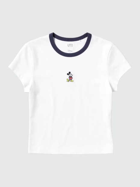 Футболка UNIQLO с вышивкой Mickey Mouse 1159833990 (Белый S)