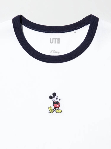 Футболка UNIQLO с вышивкой Mickey Mouse 1159833990 (Белый S)