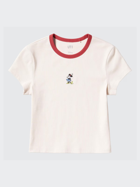 Футболка UNIQLO с вышивкой Mickey Mouse 1159834060 (Белый S)