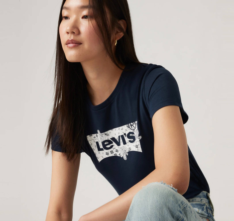 Жіноча футболка з логотипом Levi's 1159834304 (Синій S)
