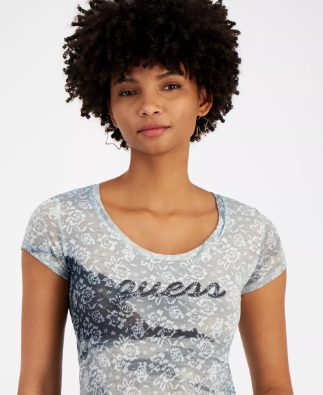 Напівпрозора футболка GUESS з логотипом 1159834447 (Блакитний S)