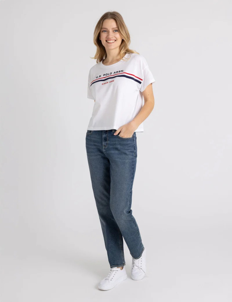 Женская футболка U.S. Polo Assn с логотипом 1159834971 (Белый L)
