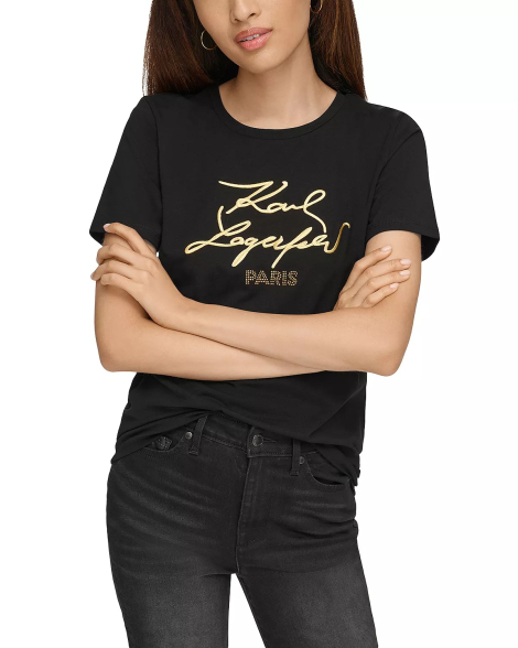 Жіноча футболка Karl Lagerfeld Paris з логотипом 1159835057 (Чорний M)