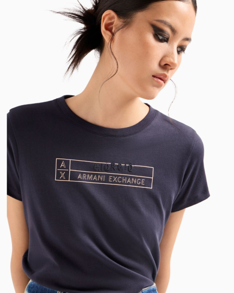 Женская футболка Armani Exchange с логотипом 1159835187 (Синий XL)