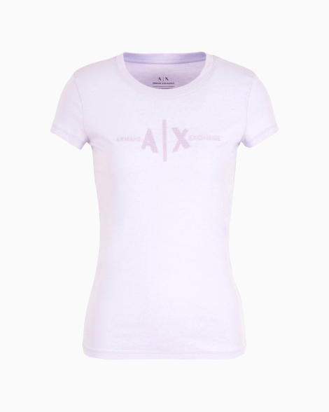 Женская футболка Armani Exchange с вышитым логотипом 1159835189 (Сиреневый XL)