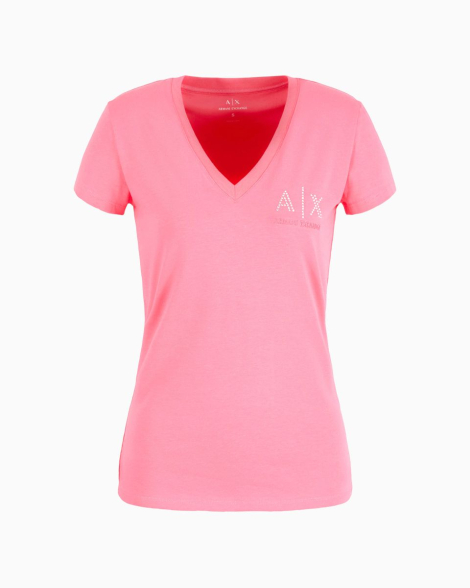 Жіноча футболка Armani Exchange з логотипом зі страз 1159835191 (рожевий XL)