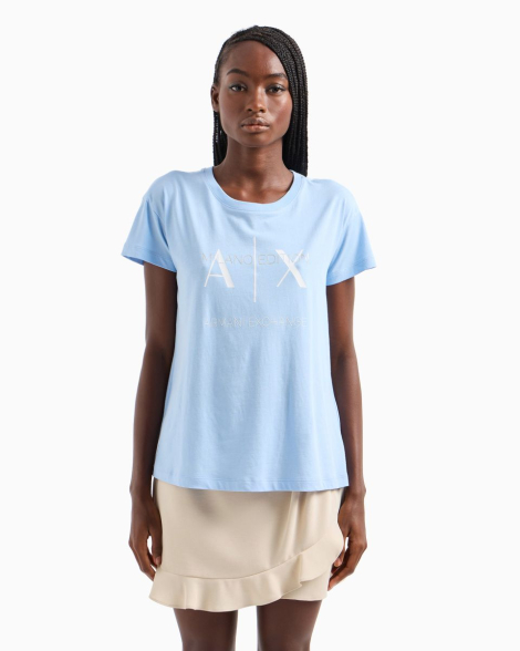 Жіноча футболка з логотипом Armani Exchange 1159835193 (Блакитний S)