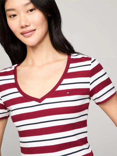 Женская футболка Tommy Hilfiger в полоску 1159835599 (Белый/Красный M)
