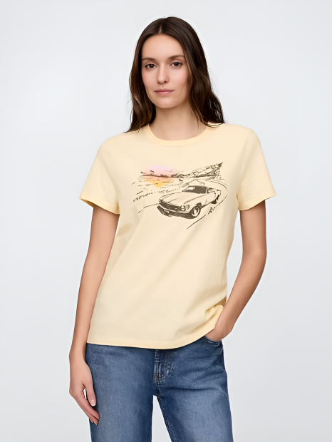 Жіноча футболка GAP з принтом 1159836389 (Жовтий XXL)