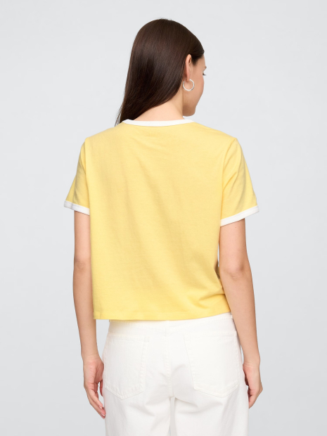 Женская укороченная футболка GAP с логотипом 1159836894 (Желтый XL)