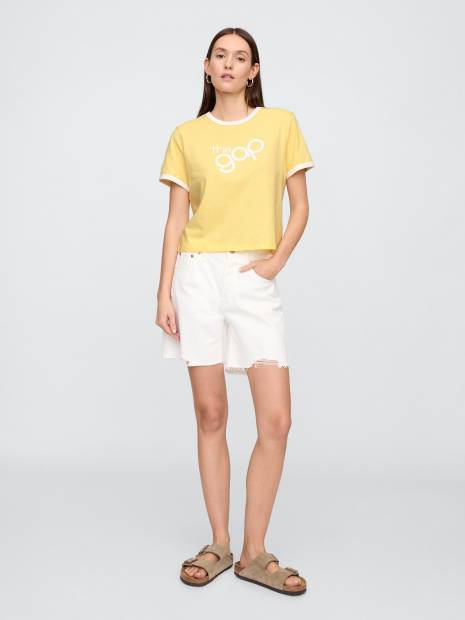 Женская укороченная футболка GAP с логотипом 1159836894 (Желтый XL)