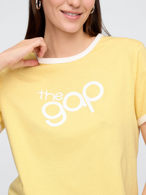 Женская укороченная футболка GAP с логотипом 1159836894 (Желтый XL)