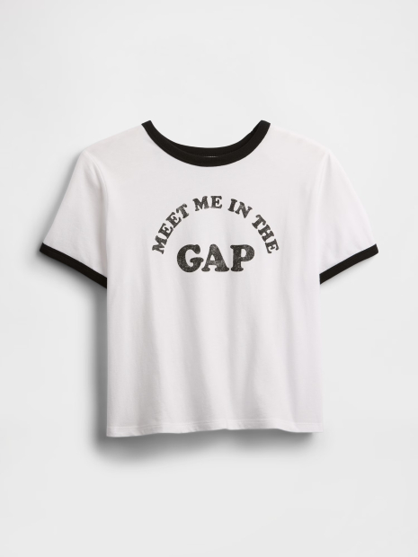 Женская укороченная футболка GAP с логотипом 1159836553 (Белый M)