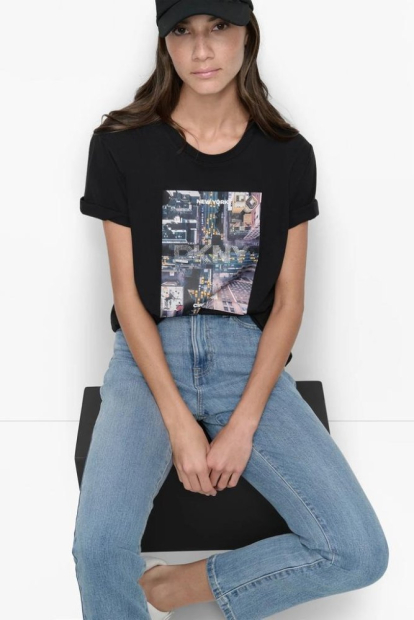 Жіноча футболка DKNY з принтом 1159837188 (Чорний XL)