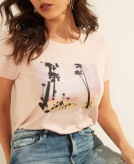 Женская легкая футболка GUESS с вышитым рисунком 1159774511 (Розовый, S)