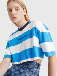 Женская укороченная футболка Tommy Hilfiger 1159776778 (Синий/Белый, M)
